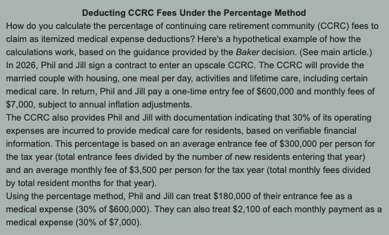 Deducting CCRC Fees