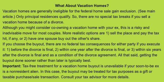 Vacation home in divorce